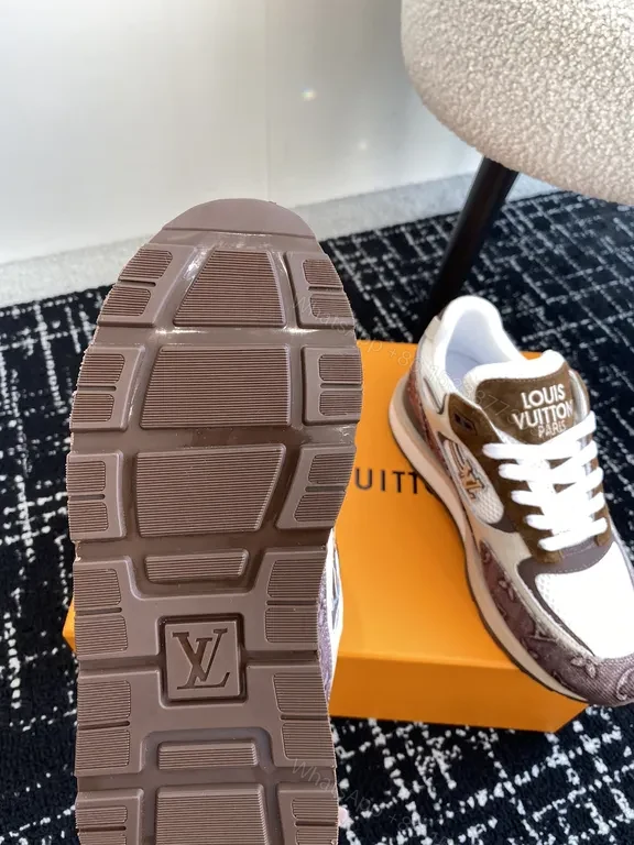 View 3 of Brown Monogram-Trim LV-Style High-Tops for All-Day Comfort