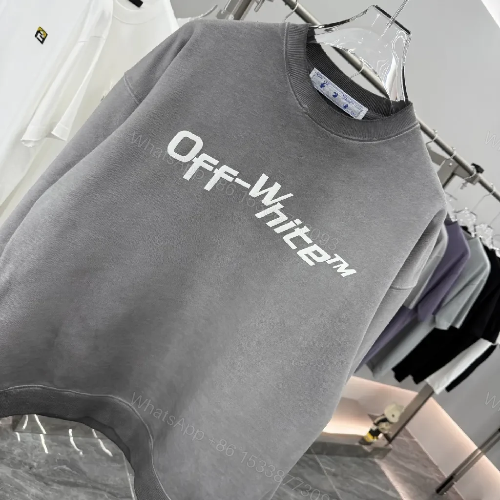 View 7 of Grey Oversized Sweatshirt with Off-White Logo
