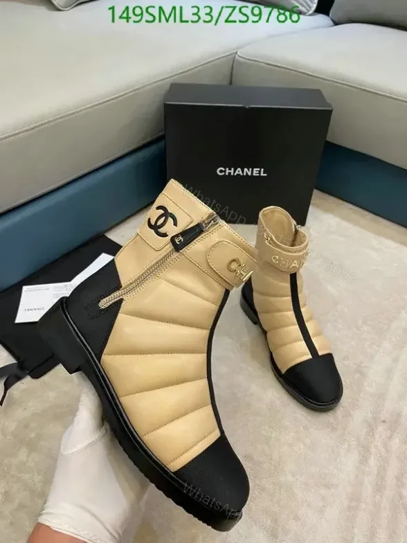 View 12 of Chanel Mid-Heel Boots ZS97 in Cowhide and Sheepskin