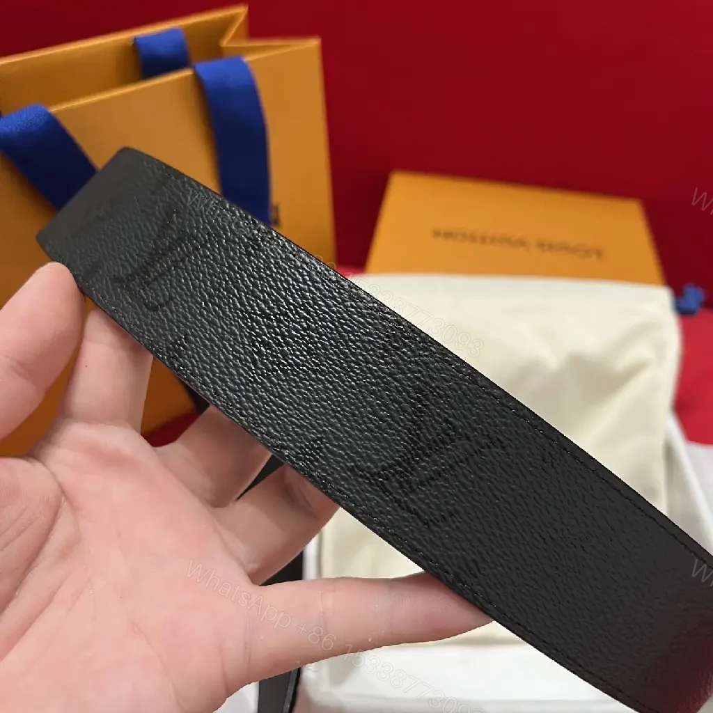 View 9 of Black Leather Belt Luxury Wide with Silver LV Buckle