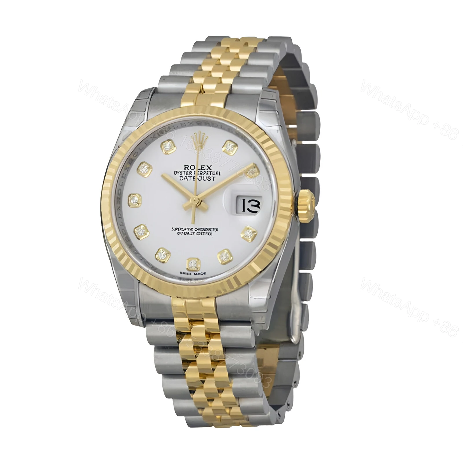 View 2 of Rolex Datejust 16233 Steel Gold Mother of Pearl Replica