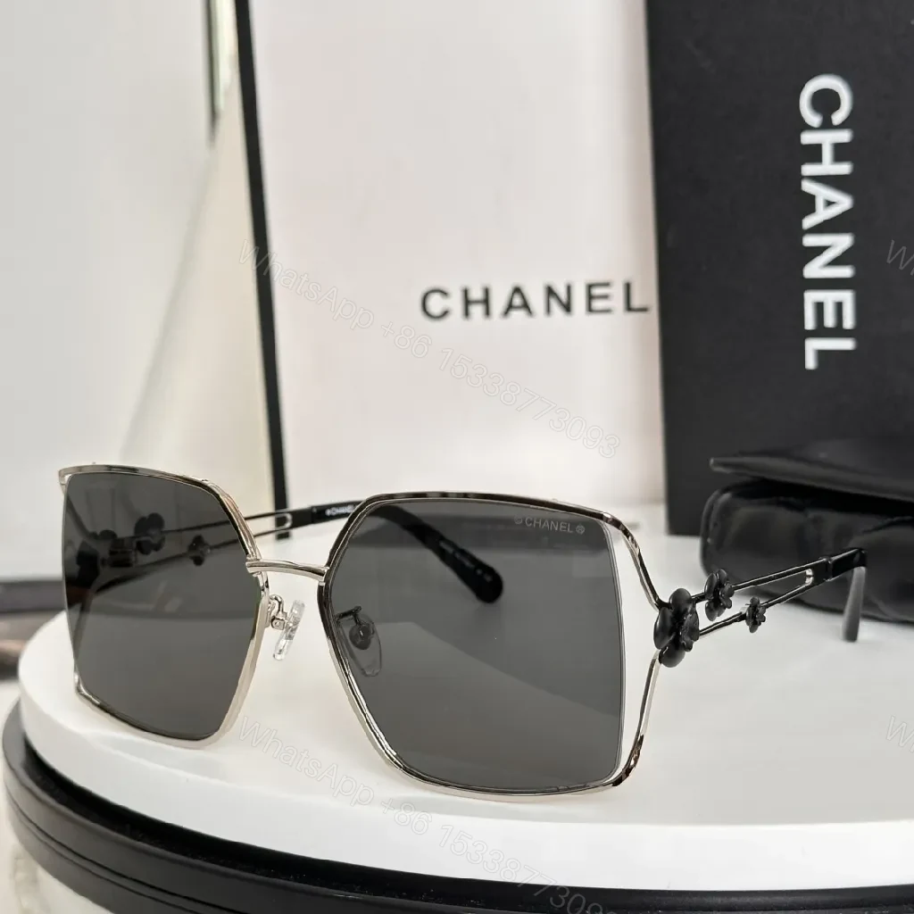 View 7 of Lavender Gradient Sunglasses with Floral Accents, Oversized Square