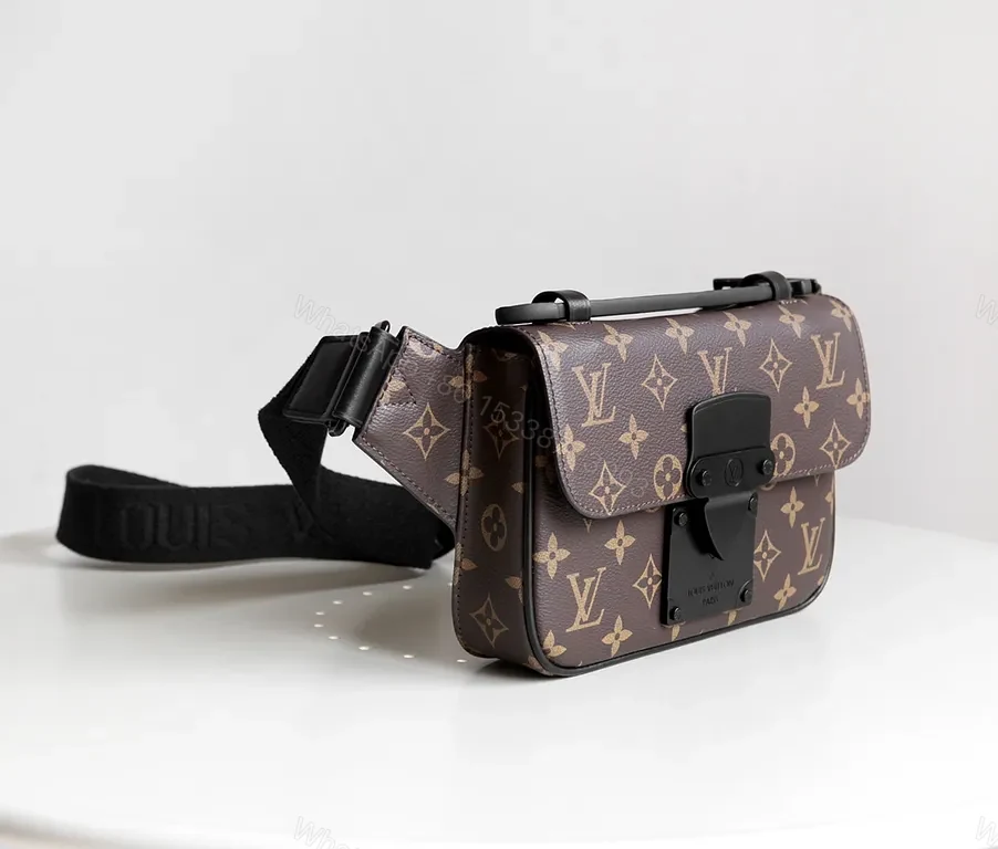 View 2 of Black Monogram Canvas Crossbody: Sleek, Secure Hands-Free Bag