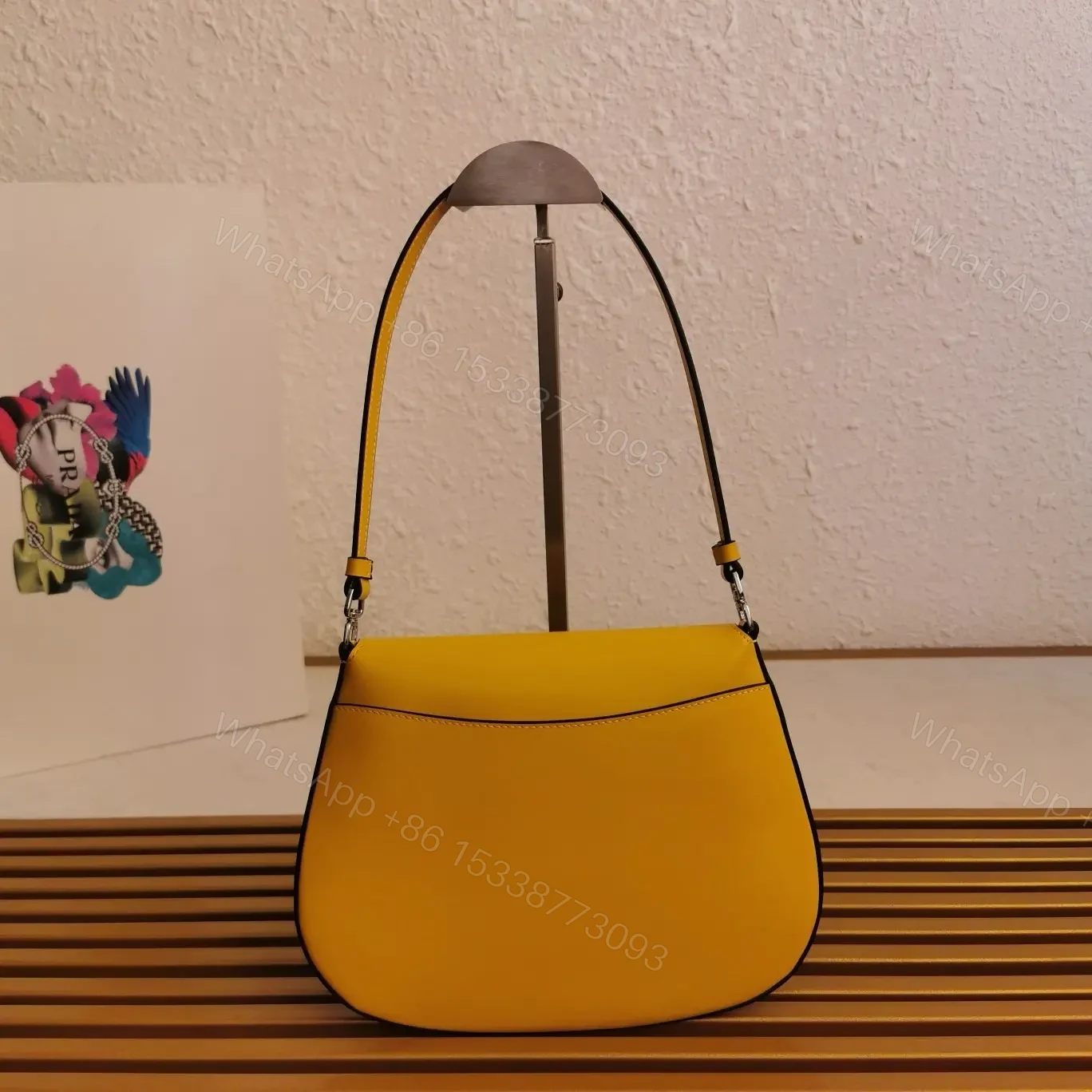 View 7 of PRADA SPAZZOLATO CLEO SHOULDER BAG IN YELLOW