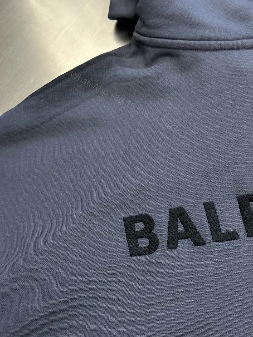 View 4 of Slate Cotton-Blend Zip Hoodie with Textured Pockets