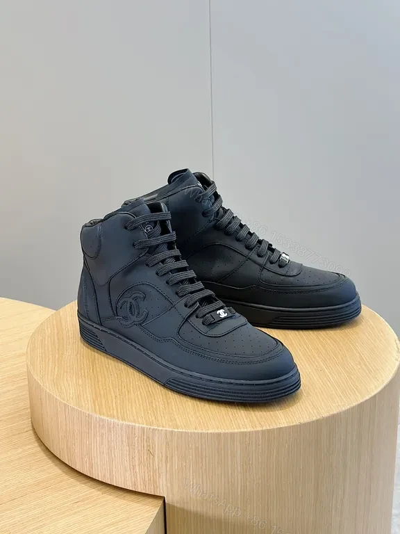 View 6 of Chic Black Leather High-Top Sneakers with Luxury Detailing