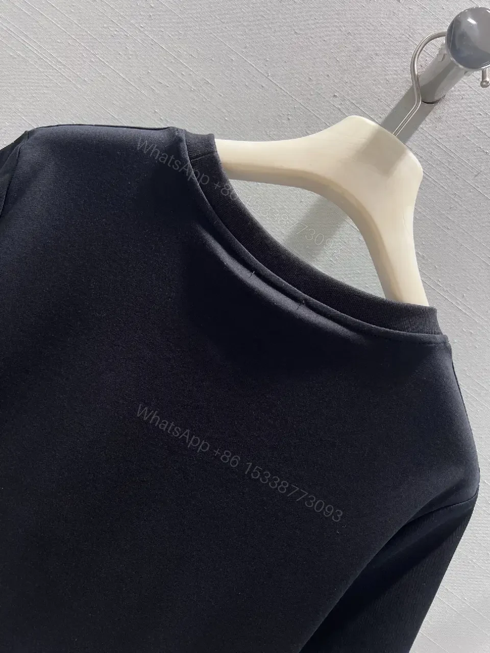 View 3 of Black Cotton Embroidered Logo T-Shirt - Subtle Luxury, Everyday Confidence