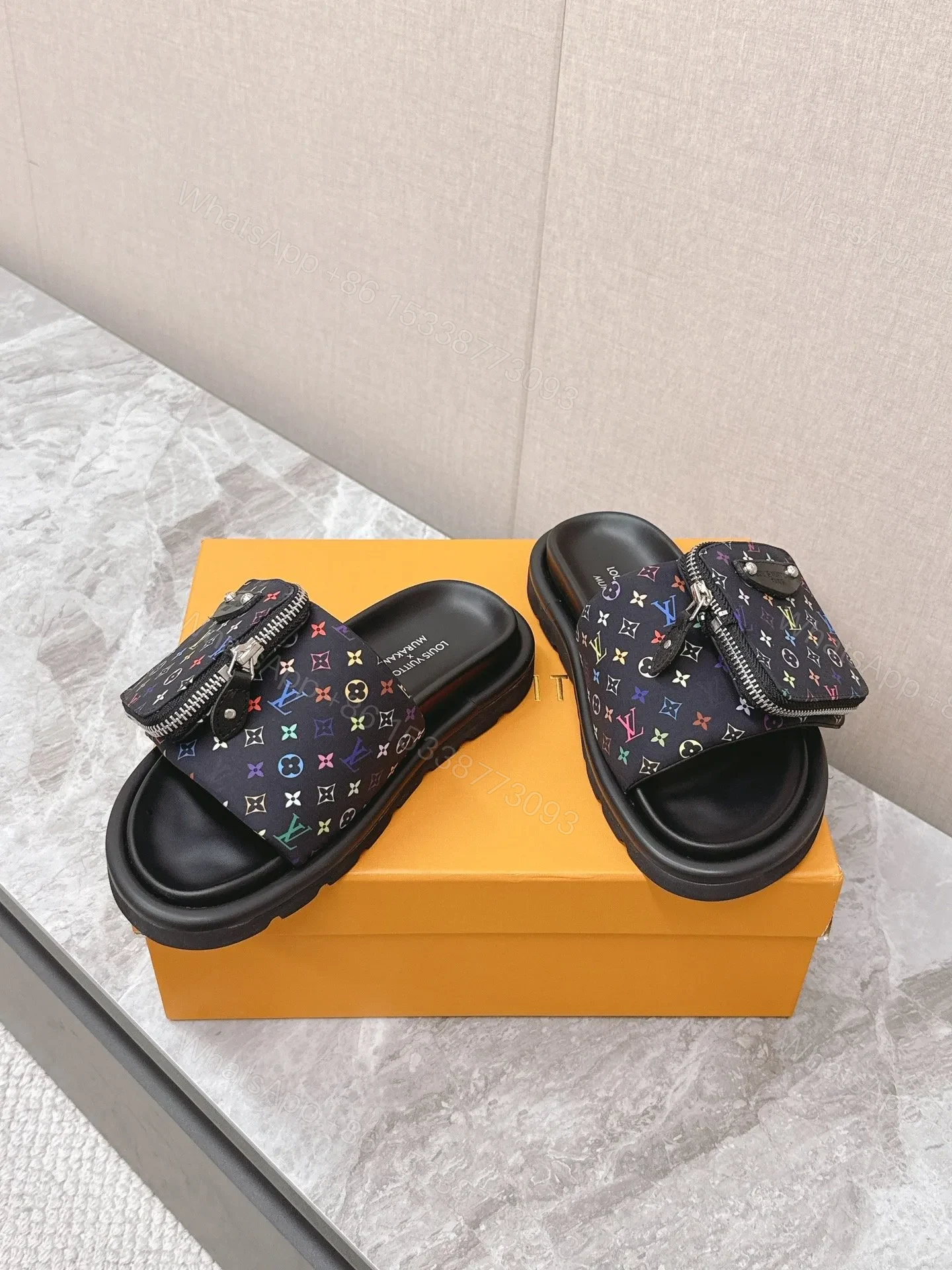 View 6 of LV Women Black Fabric Adjustable Pocket Mules