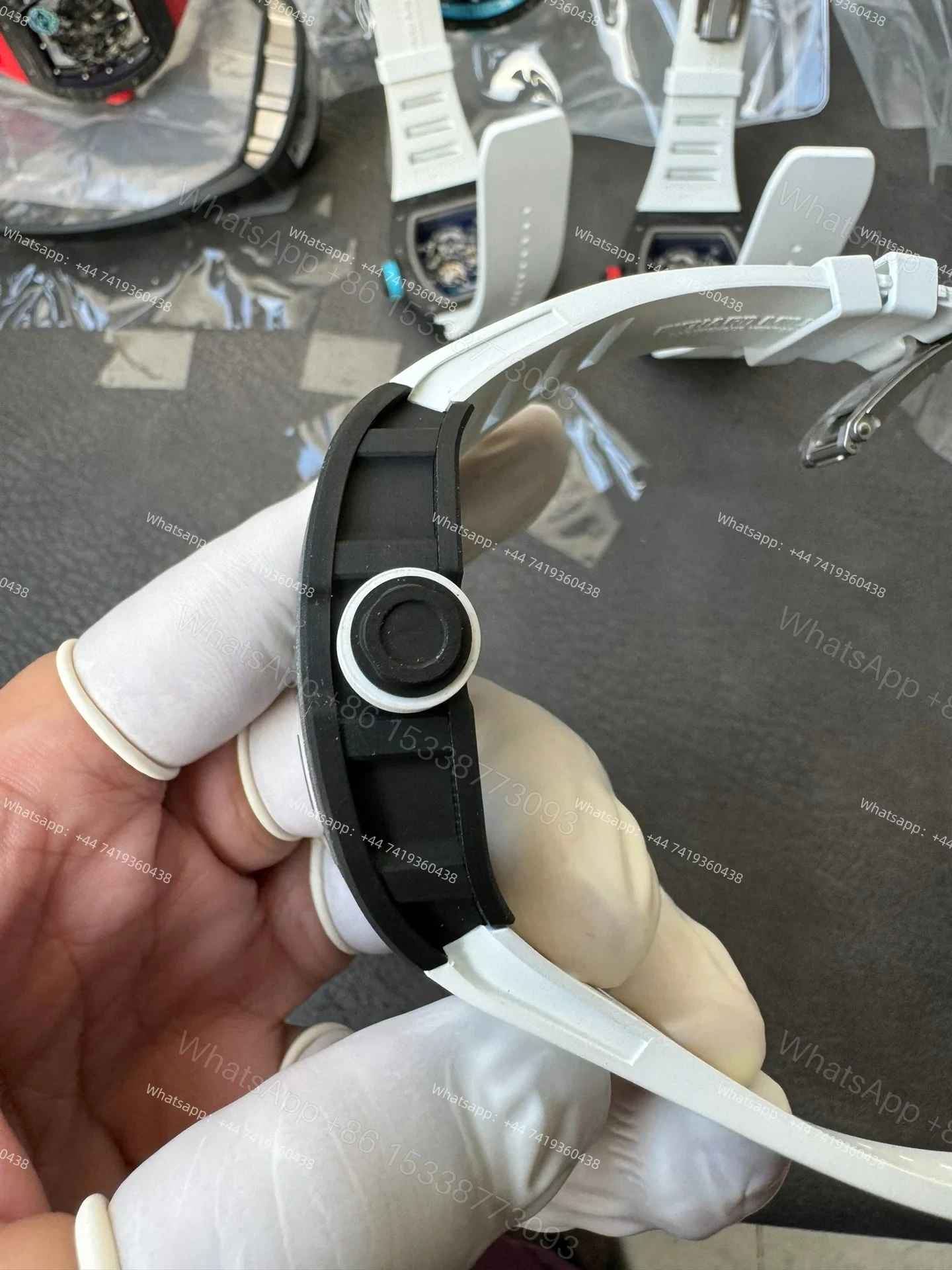 View 9 of Super Clone Richard Mille RM 055 Carbon TPT White Rubber Strap 1:1 Replica Watch