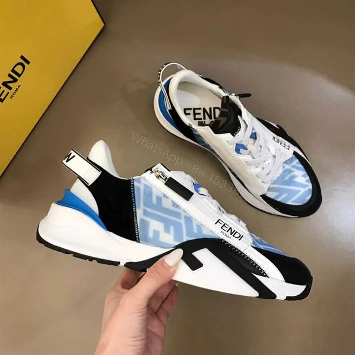 View 7 of FENDI FLOW LIGHT BLUE NYLON LOW TOPS SNEAKERS – FD02