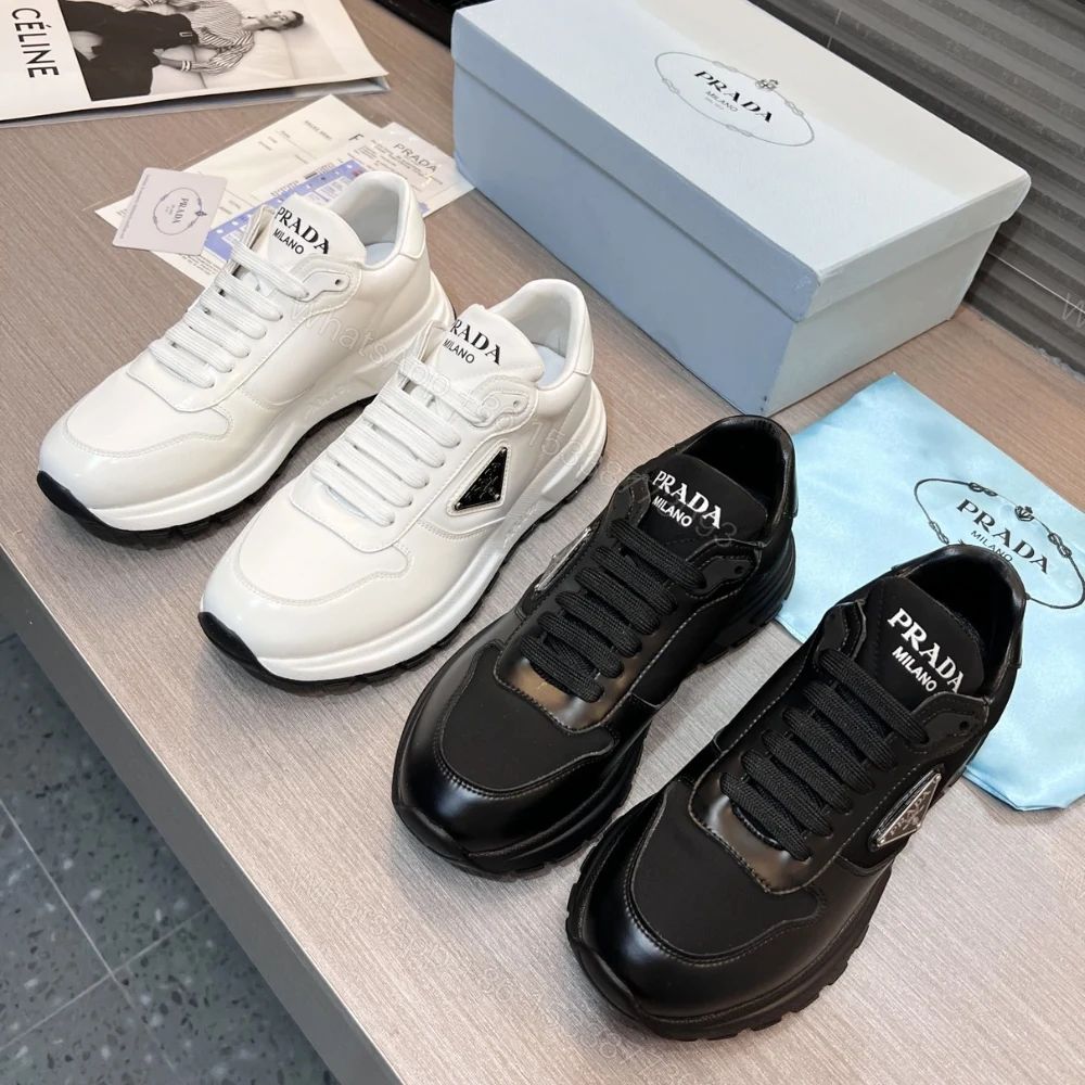 View 9 of Prada Prax 01 Re Nylon And Brushed Leather Sneaker Black 2EE369 3LF5 F0632 F G000