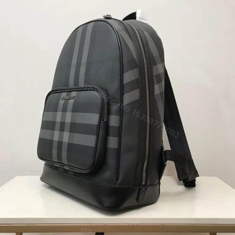 View 6 of Burberry-inspired City Backpack: Leather Trim, Coated Canvas, 15" Laptop Ready