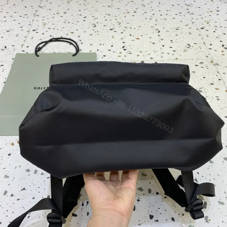 View 2 of Chic Nylon Logo Backpack - Black, Designer-Style Carryall