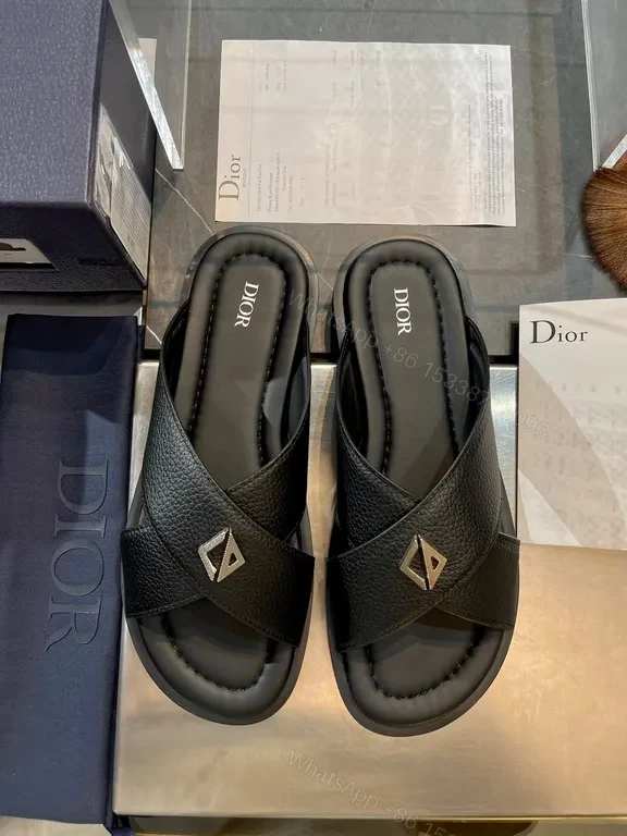 View 6 of Textured Dior-Inspired Slide: Luxe Comfort Sandals