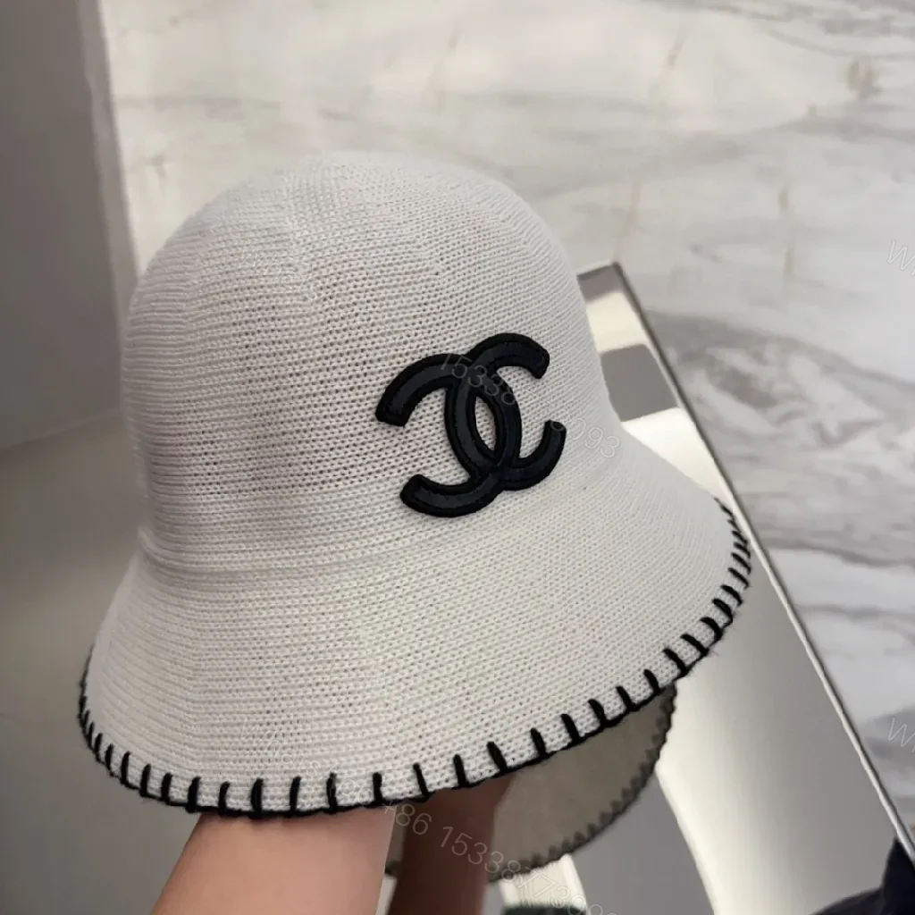 View 4 of Ivory Bucket Hat with Black Logo, Premium Stitching, one-size