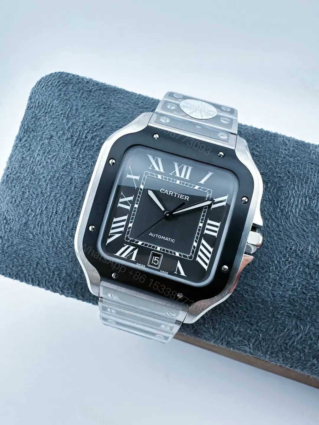 View 6 of Elegant cartier santos green dial replica 40MM WSSA0061