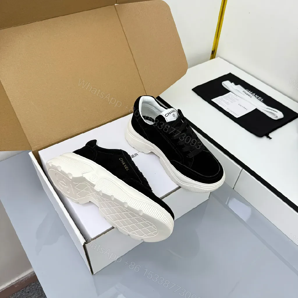 View 8 of Black Suede-White Chunky-Soled Sneaker: Modern Luxury Comfort