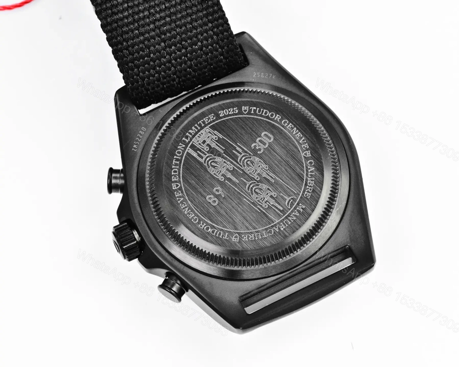 View 7 of Tudor FXD Chronograph Black Dial Pink Stripe Fabric Strap Premium 43MM TUD-FXD-CHRONO-BLK-PNK-FAB-43