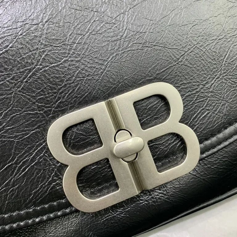 View 8 of Polished Leather Chain-Handle Flap Bag: Modern Luxury