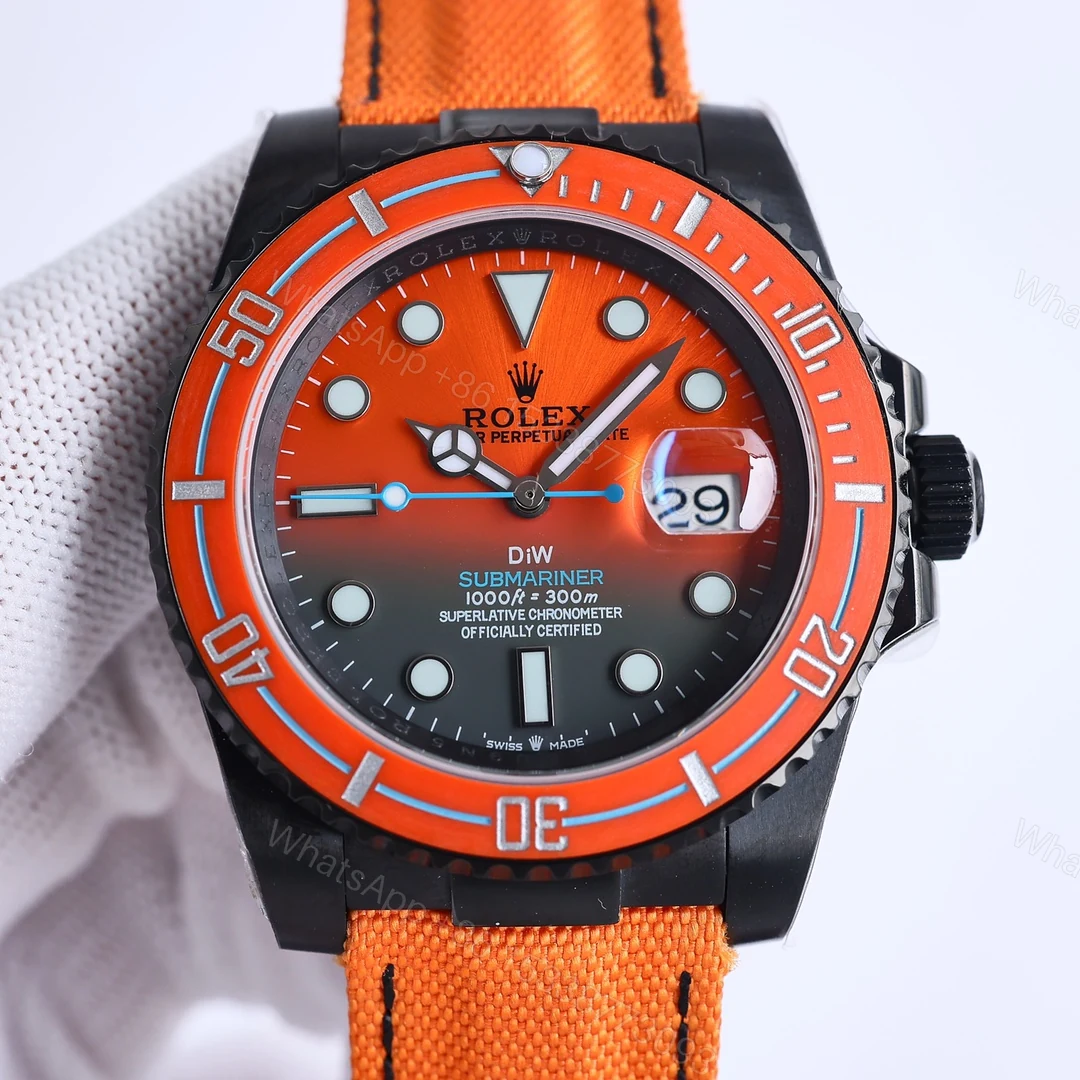 ROLEX高仿DiW水鬼橘面漸層腕錶 碳纖維錶殼運動潛水手錶 — view 1