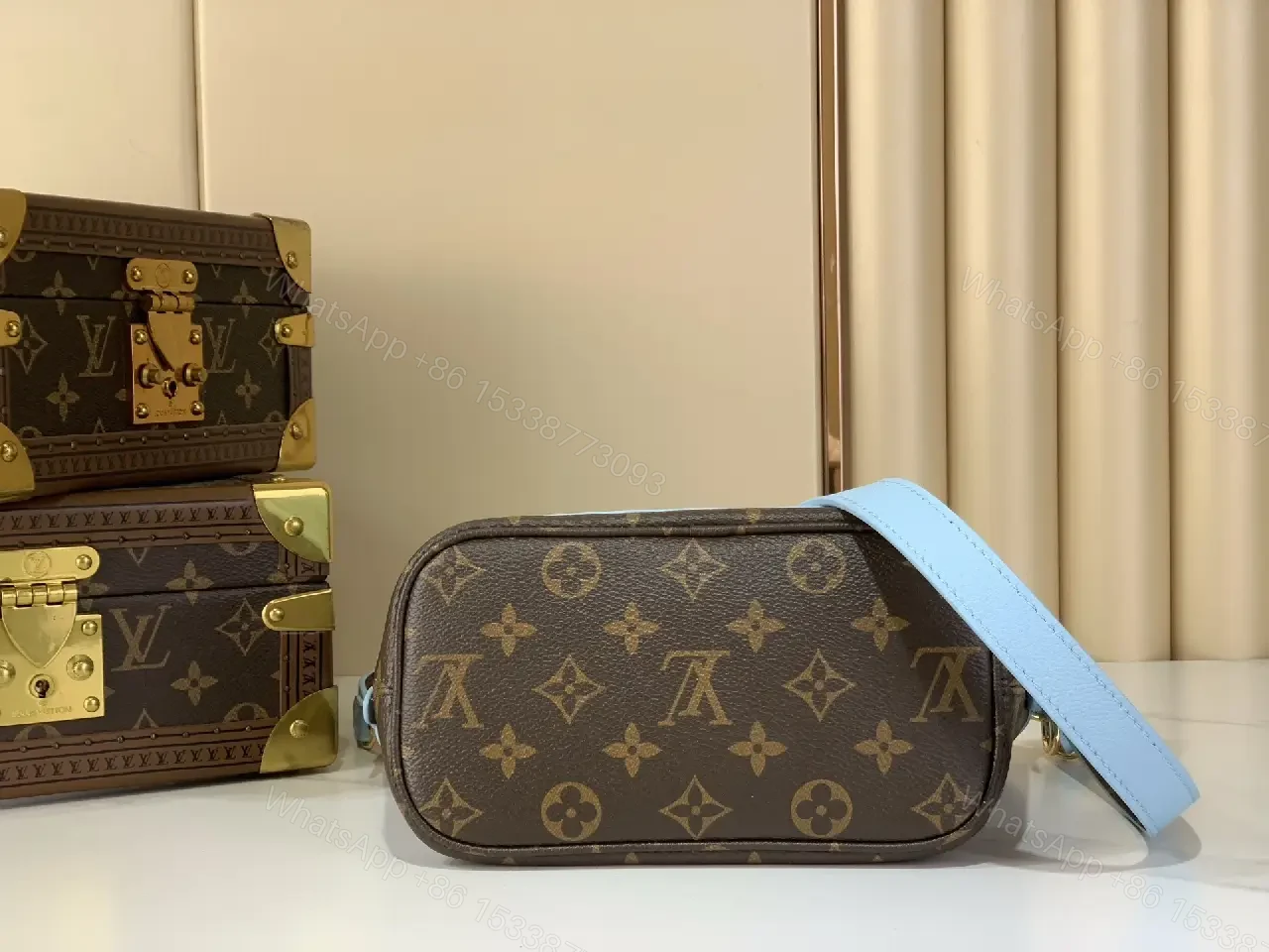 View 4 of Pastel Monogram Tote: Luxurious Monogram-Accent Carryall Tote