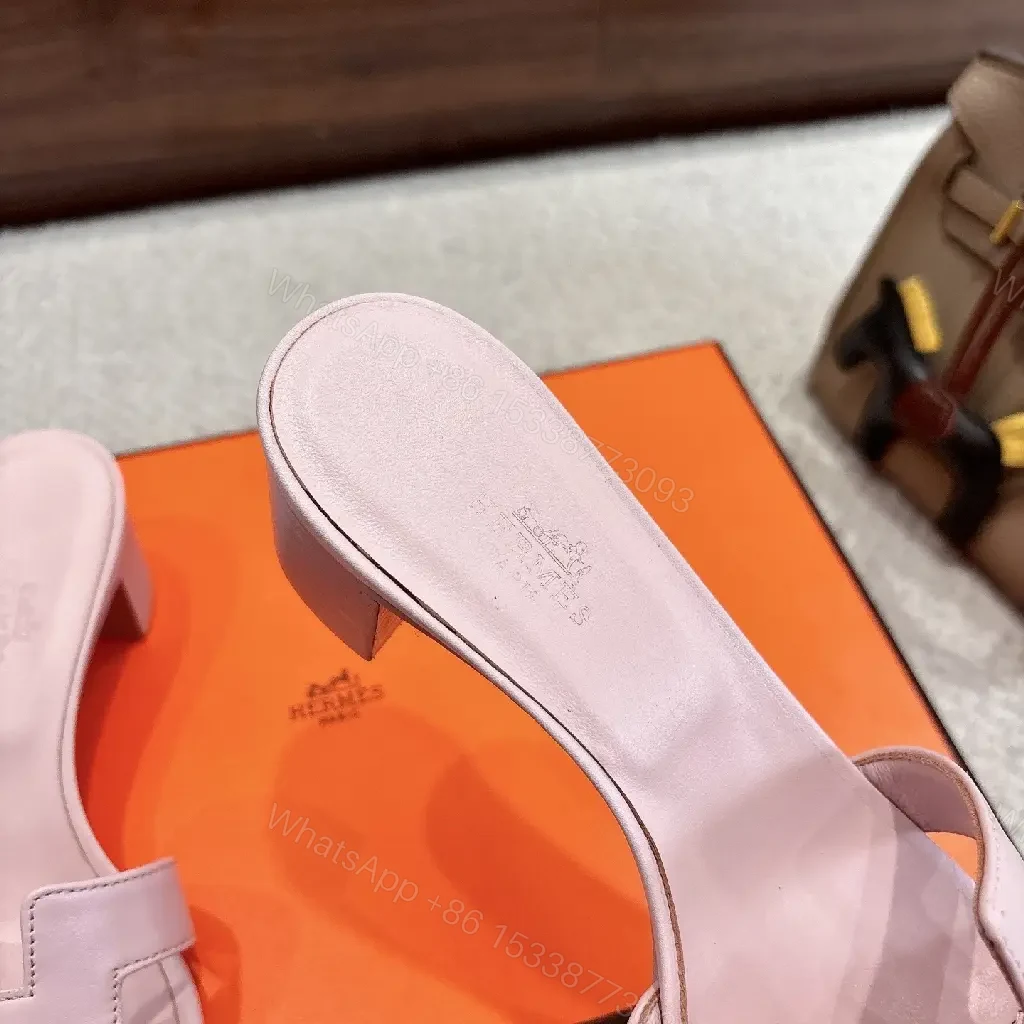 View 2 of Lavender Leather Slides with Block Heel – Luxurious Comfort