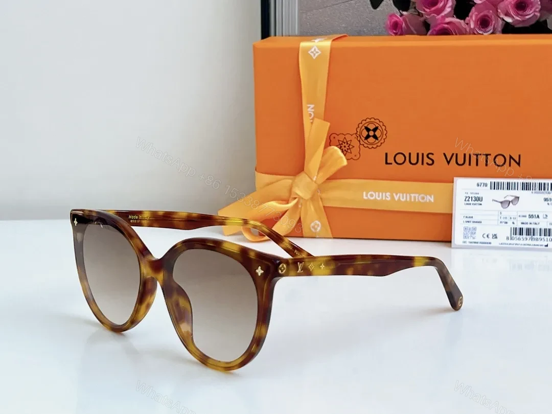 Tortoise Frame Sunglasses with LV Detailing, Lightweight, UV400 — view 1