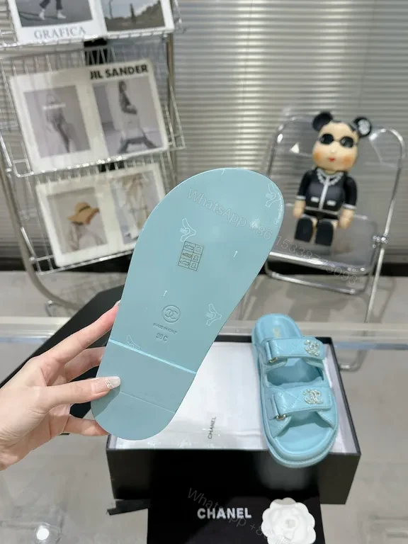 View 8 of Lightweight Luxe Sandals: Soft Ice-Blue, Quilted Signature Details