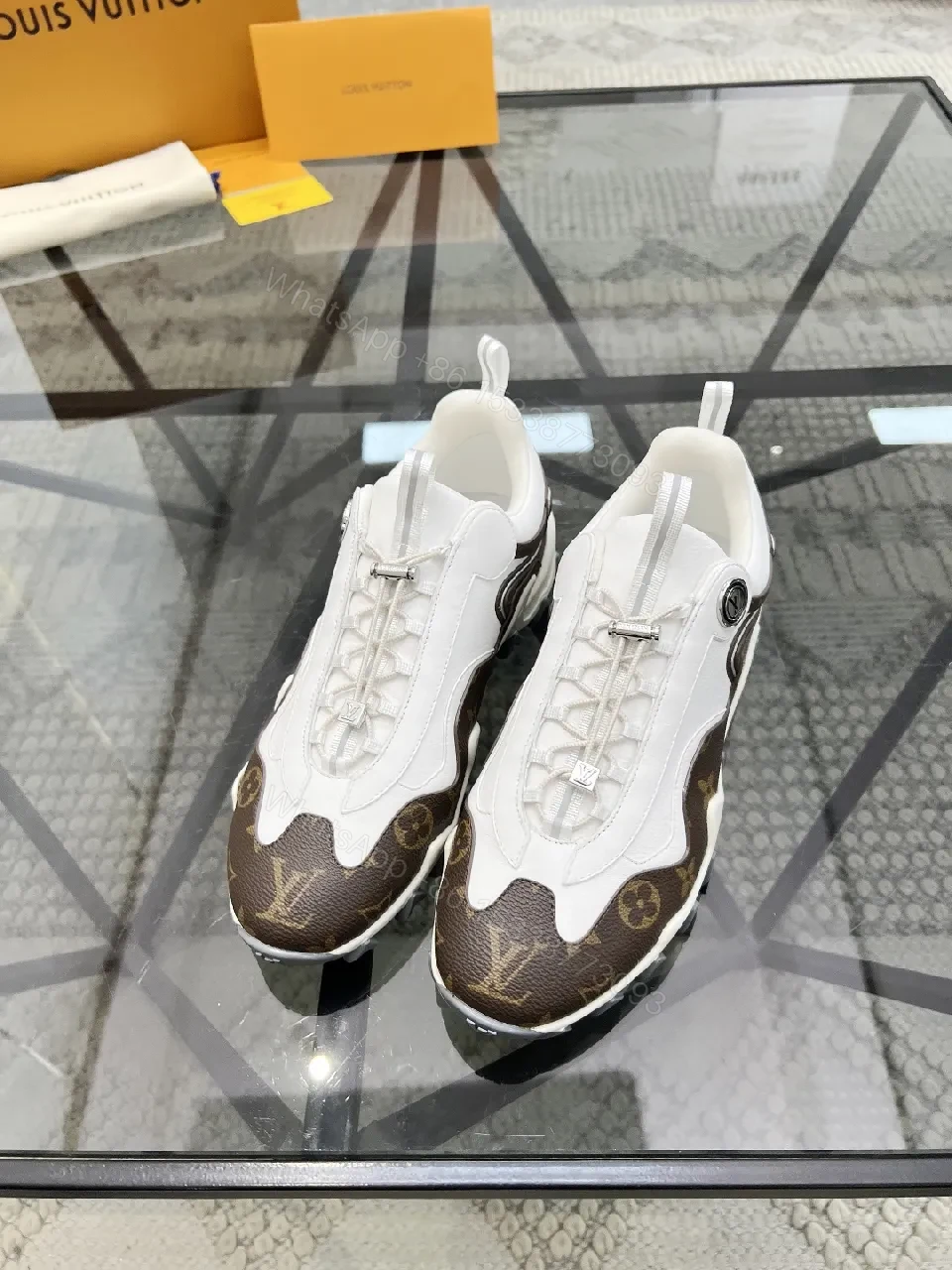 View 6 of White Leather Monogram-Accented High-Tops, Luxe Street Style, All-Day Comfort