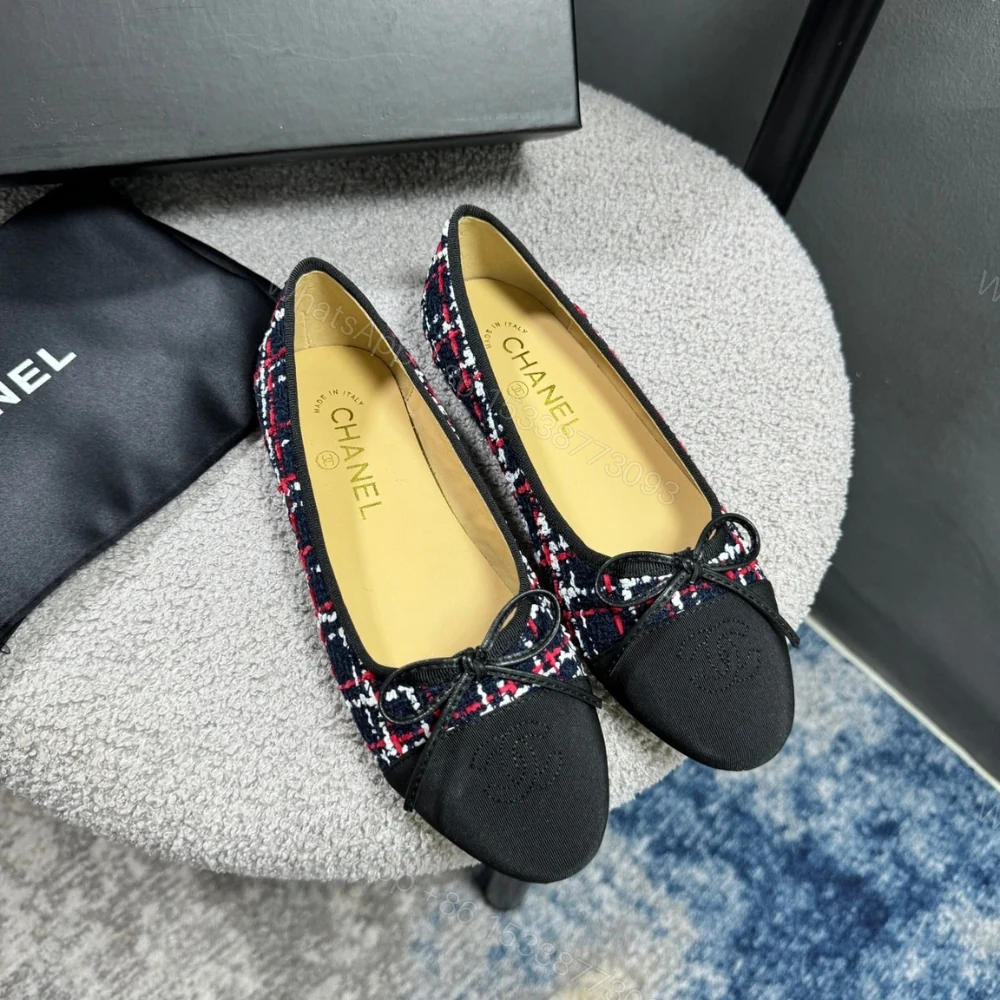 View 2 of Chanel Ballerina Flat Shoes Tweed In Black