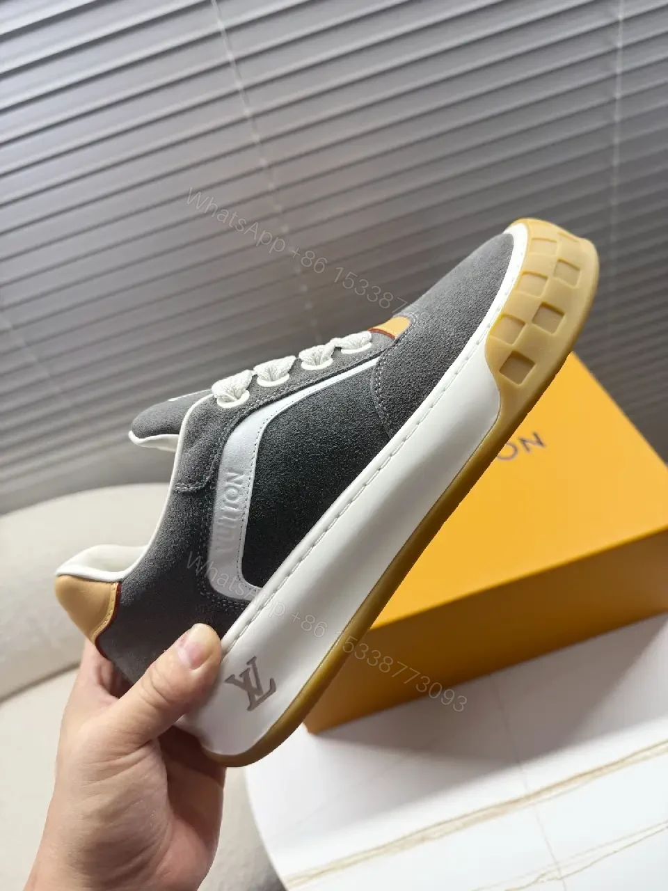 View 5 of Chunky Suede Street-Chic Sneakers: Bold Monogram Detail