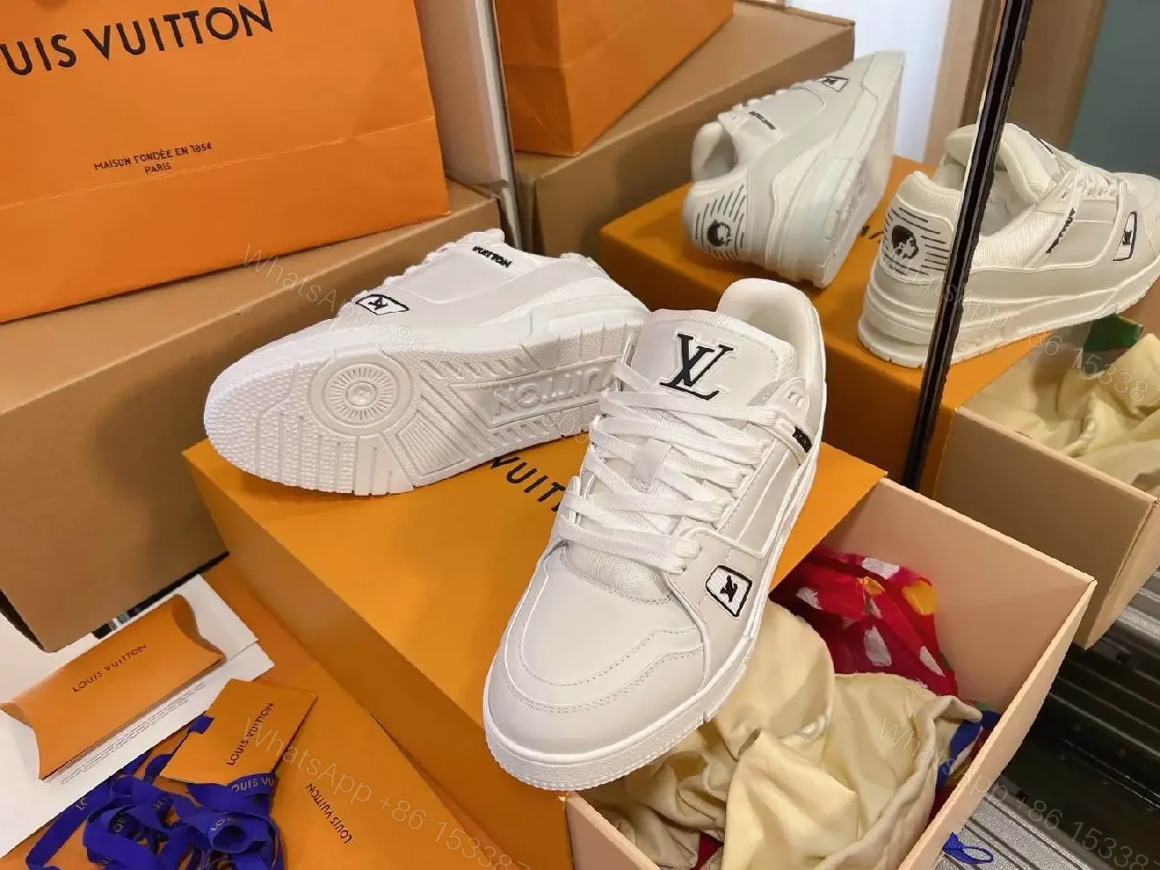 View 2 of White Leather Trainer, Modern Luxury, Everyday Comfort Sneaker