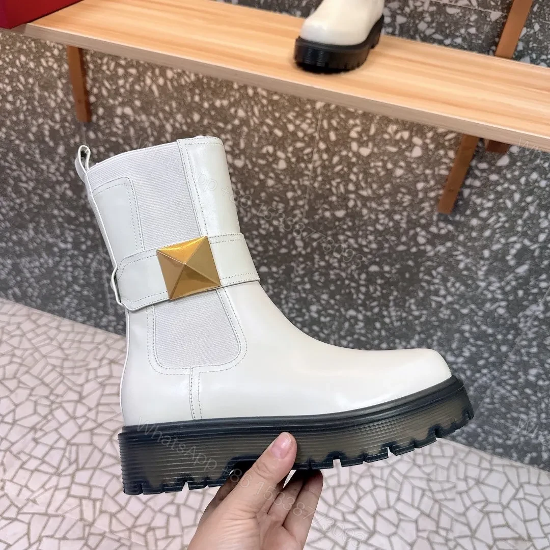 View 4 of Valentino Women White Leather Strap Boots