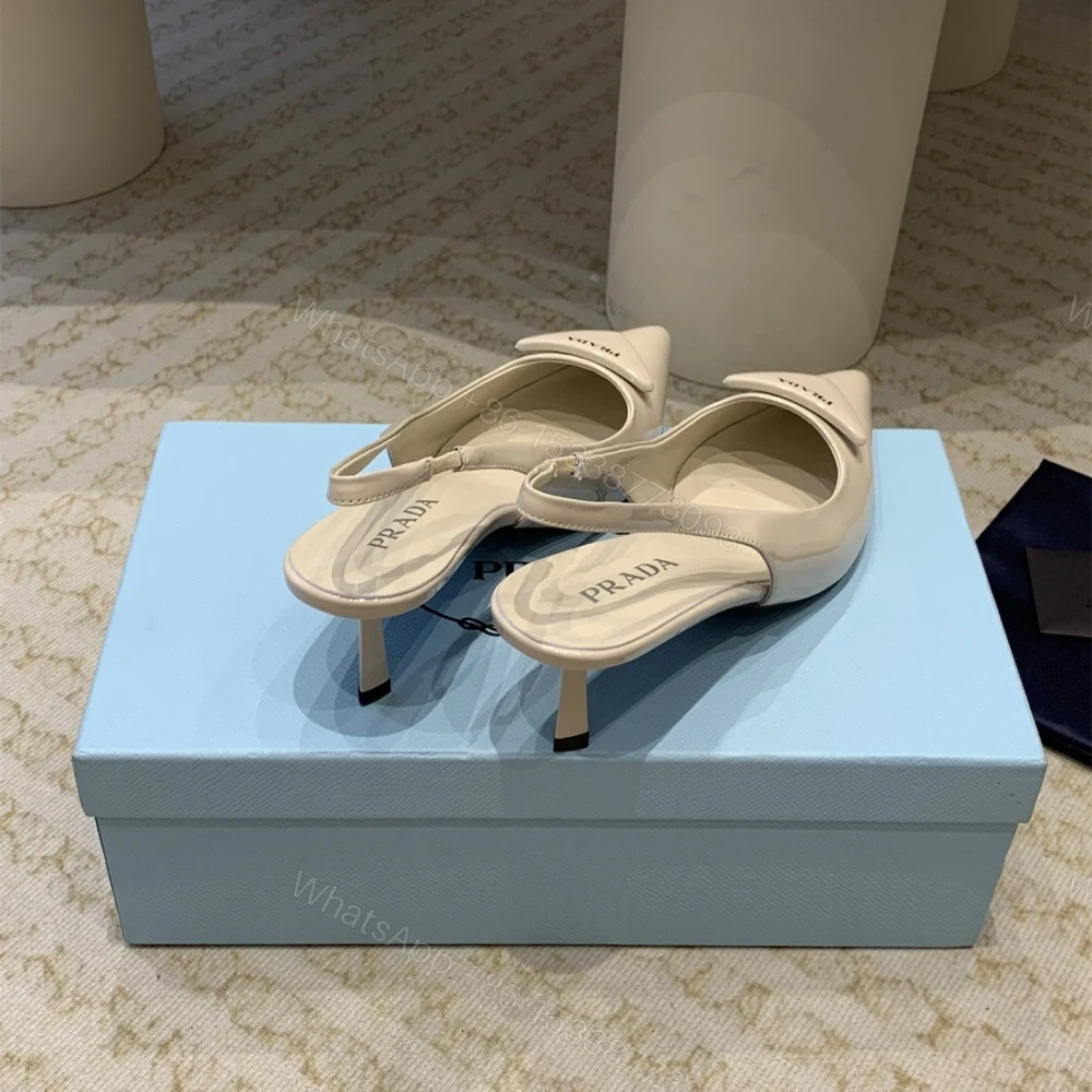 View 4 of 高仿Prada*1I901B露跟印花徽標高跟鞋7.5CM米色免檢版