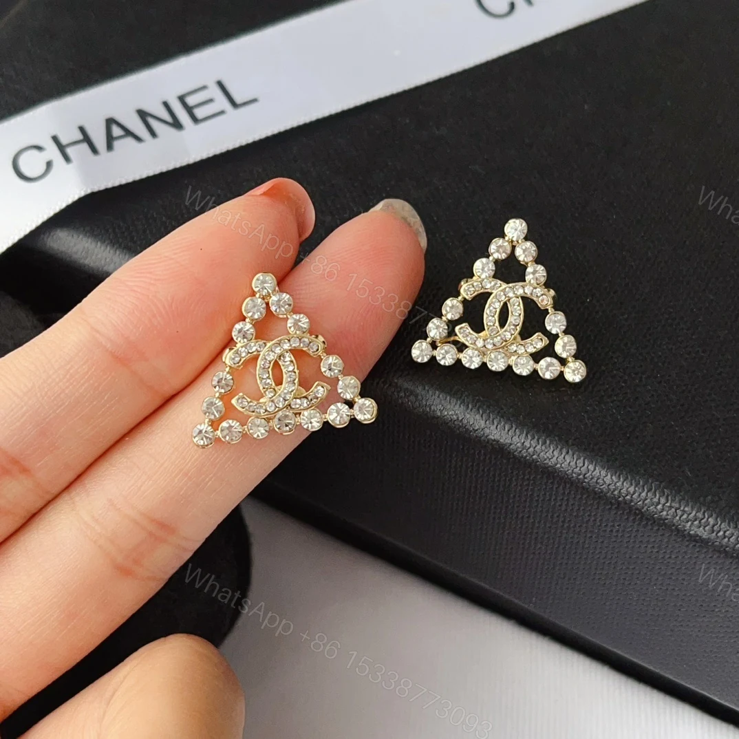 View 6 of Chanel Cc Logo With Triangular Gemstones Gold Ab2468 B010203 Nk635