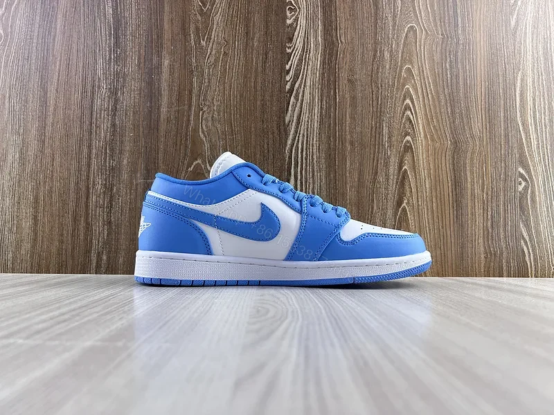 View 2 of Bold Two-Tone Leather Sneaker: Blue & White Luxury Shoes