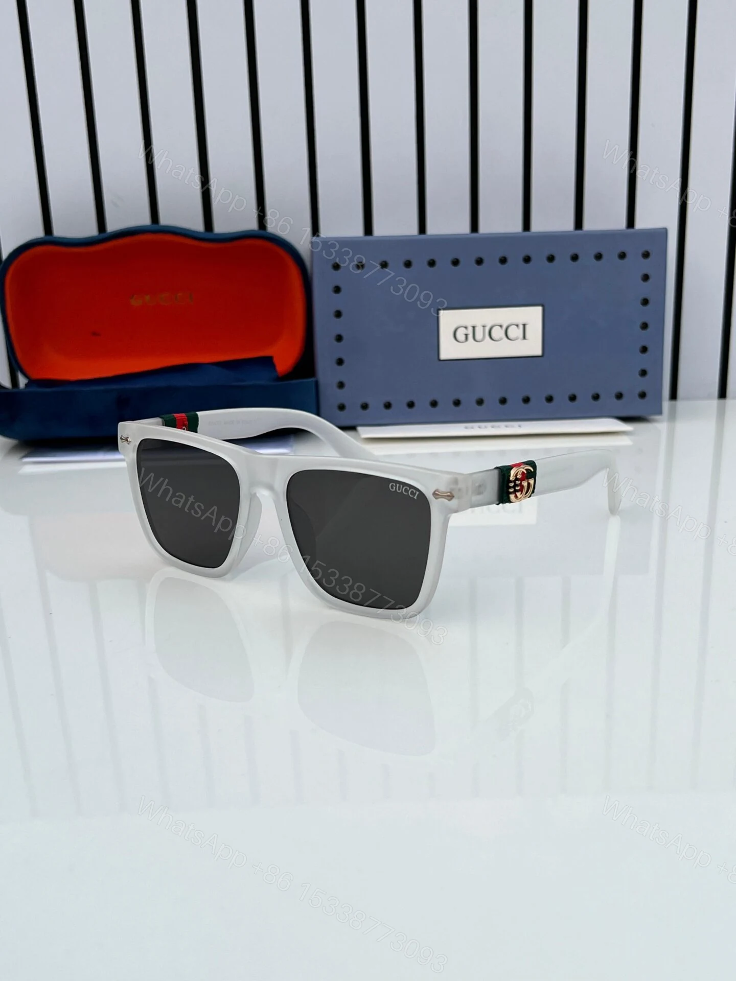 Gucci Inspired Square Sunglasses Black-White — view 1