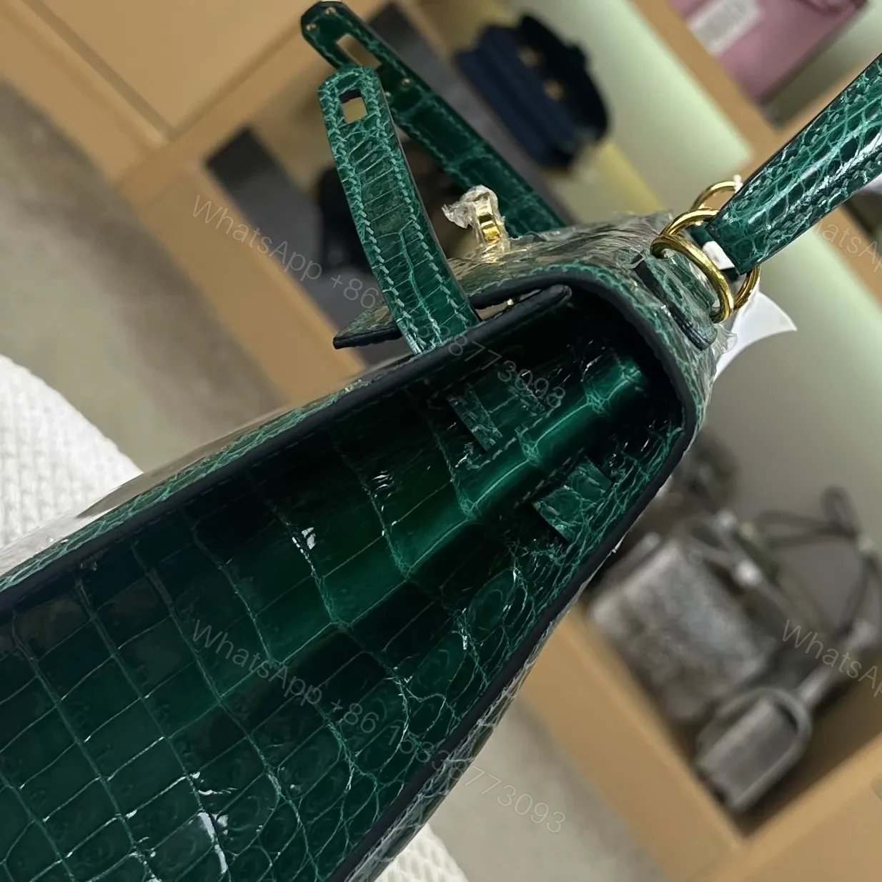 View 6 of Hermes Kelly 25cm Emerald Green Gold Hardware