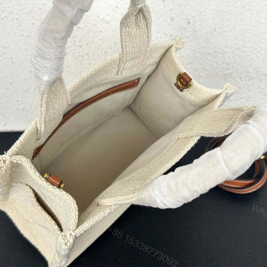 View 6 of CELINE SMALL CABAS THAIS IN TEXTILE WITH JACQUARD IN WHITE 25CM
