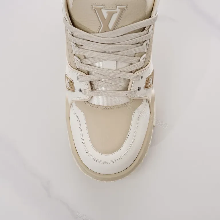View 4 of Chunky Modern LV-Inspired Leather Sneaker â€“ High-Top Comfort