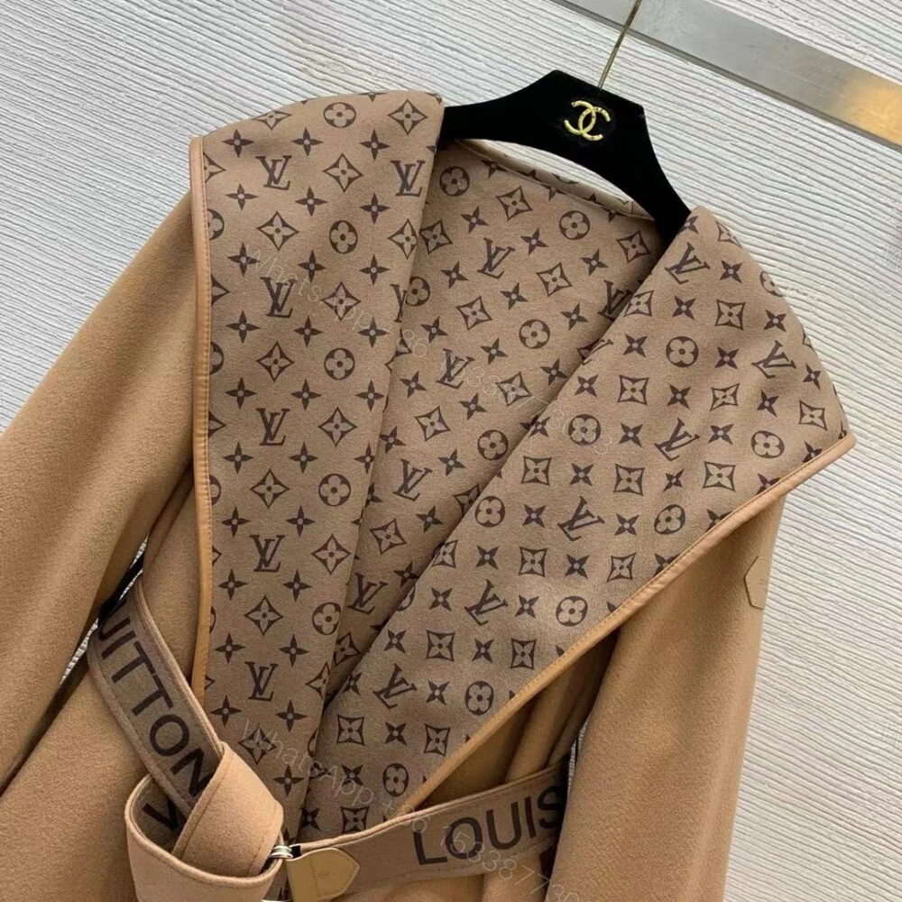 View 4 of Louis Vuitton Classic Monogram Wool Brown Coats