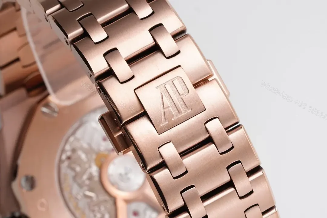 View 6 of JF Factory Audemars Piguet Royal Oak Offshore Rose Gold Steel Bracelet Watch with Blue Dial and 4404 Chronograph Movement