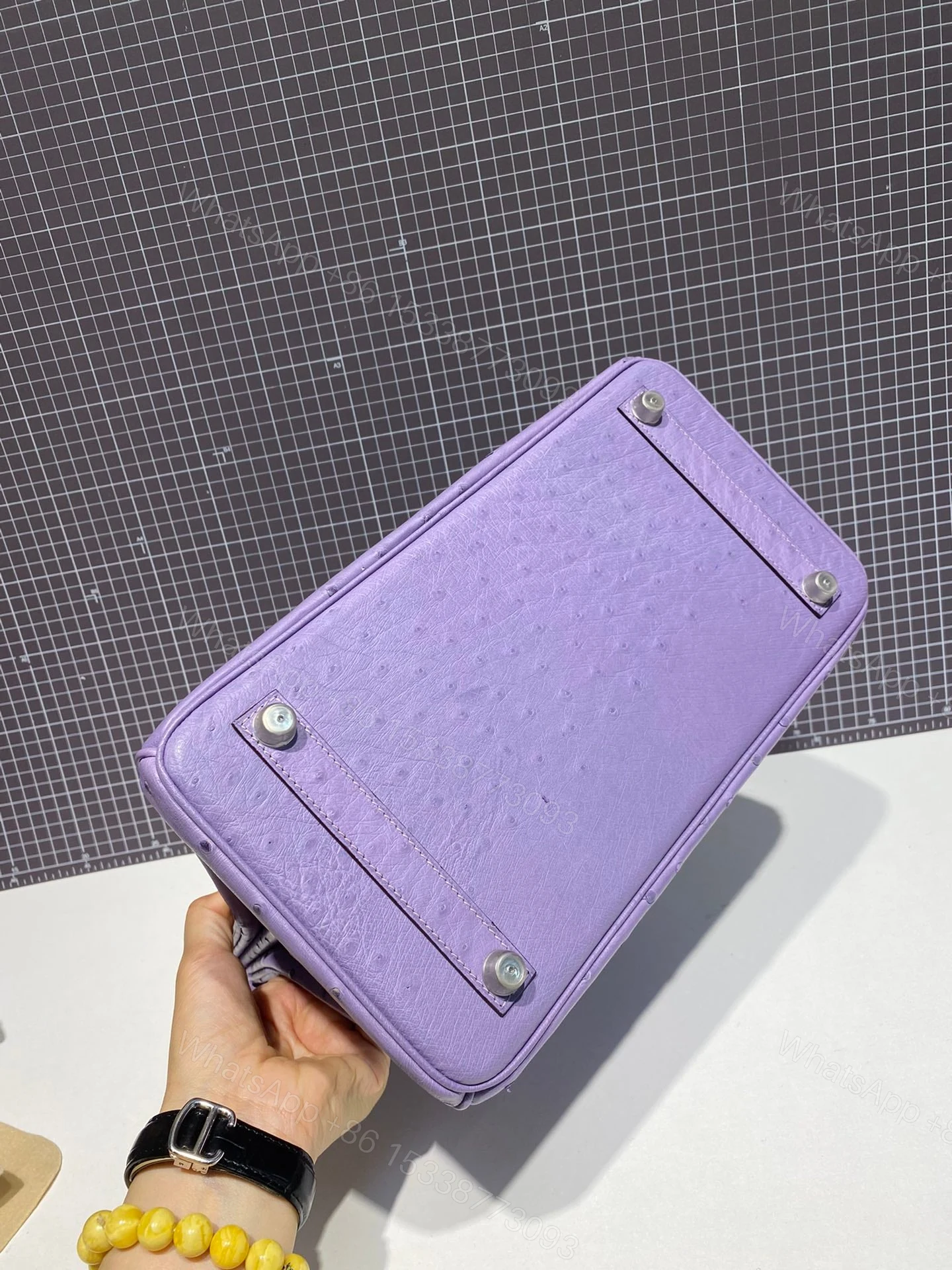 View 5 of HERMES BIRKIN 30CM PURPLE OSTRICH LEATHER SILVER HARDWARE