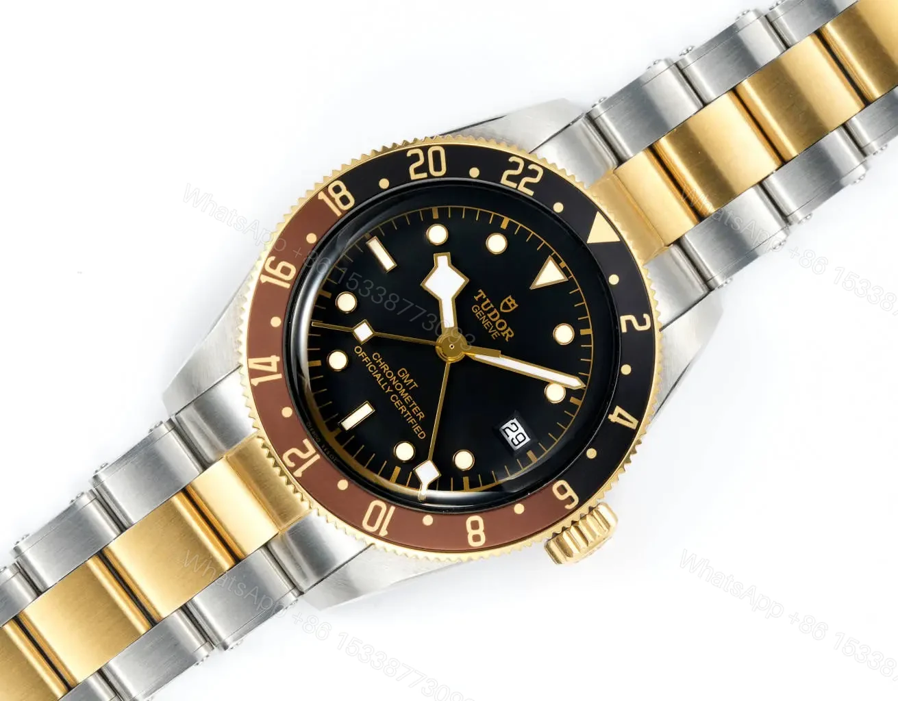 View 3 of Tudor GMT Watch Black Bay Two Tone Gold Steel Bracelet Premium 41MM TUD-GMT-BB-BLK-TT-GST-41