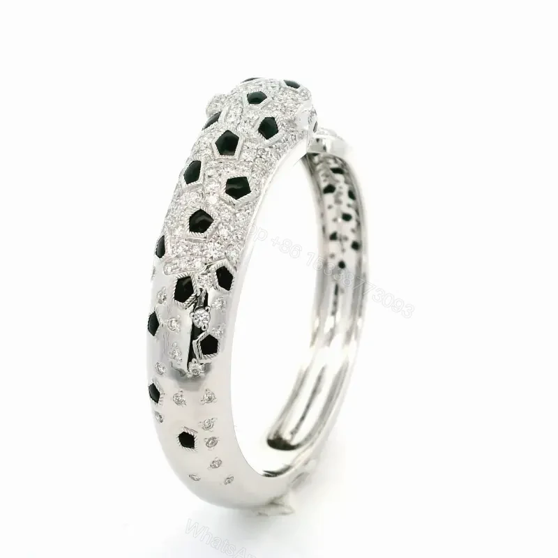 View 4 of Cartier Panthere De Cartier Medium Half-Pave Onyx Bracelet