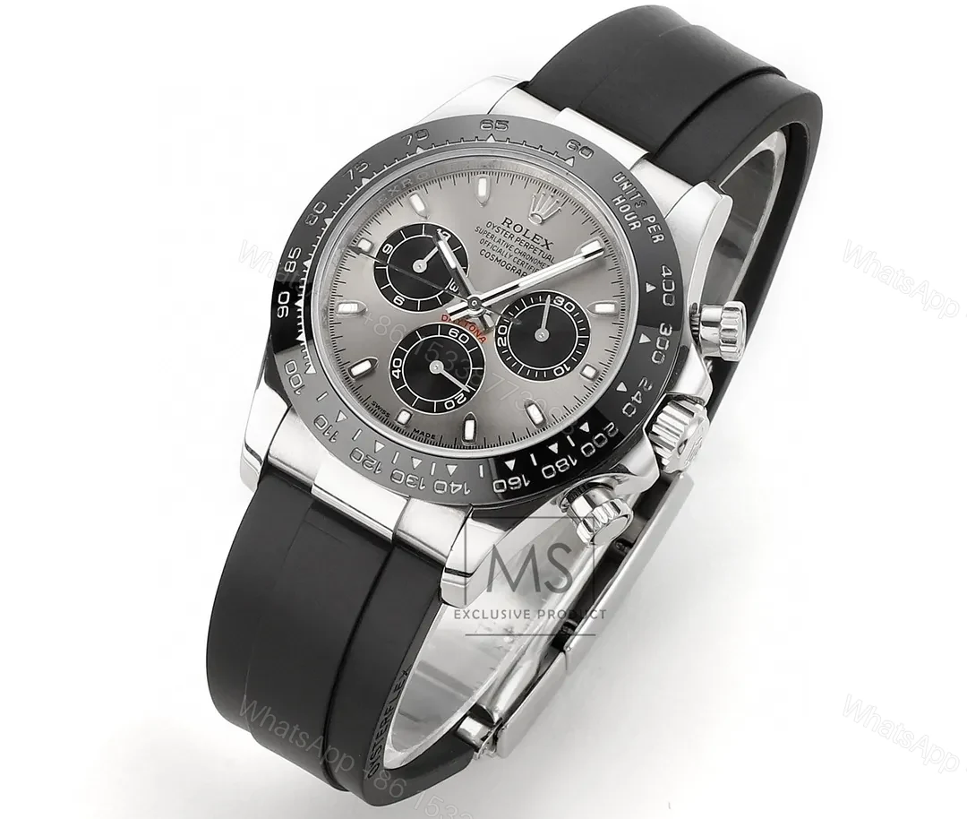 View 2 of WWF Factory Clean Factory MS Rolex Daytona Silver Panda Rubber Strap
