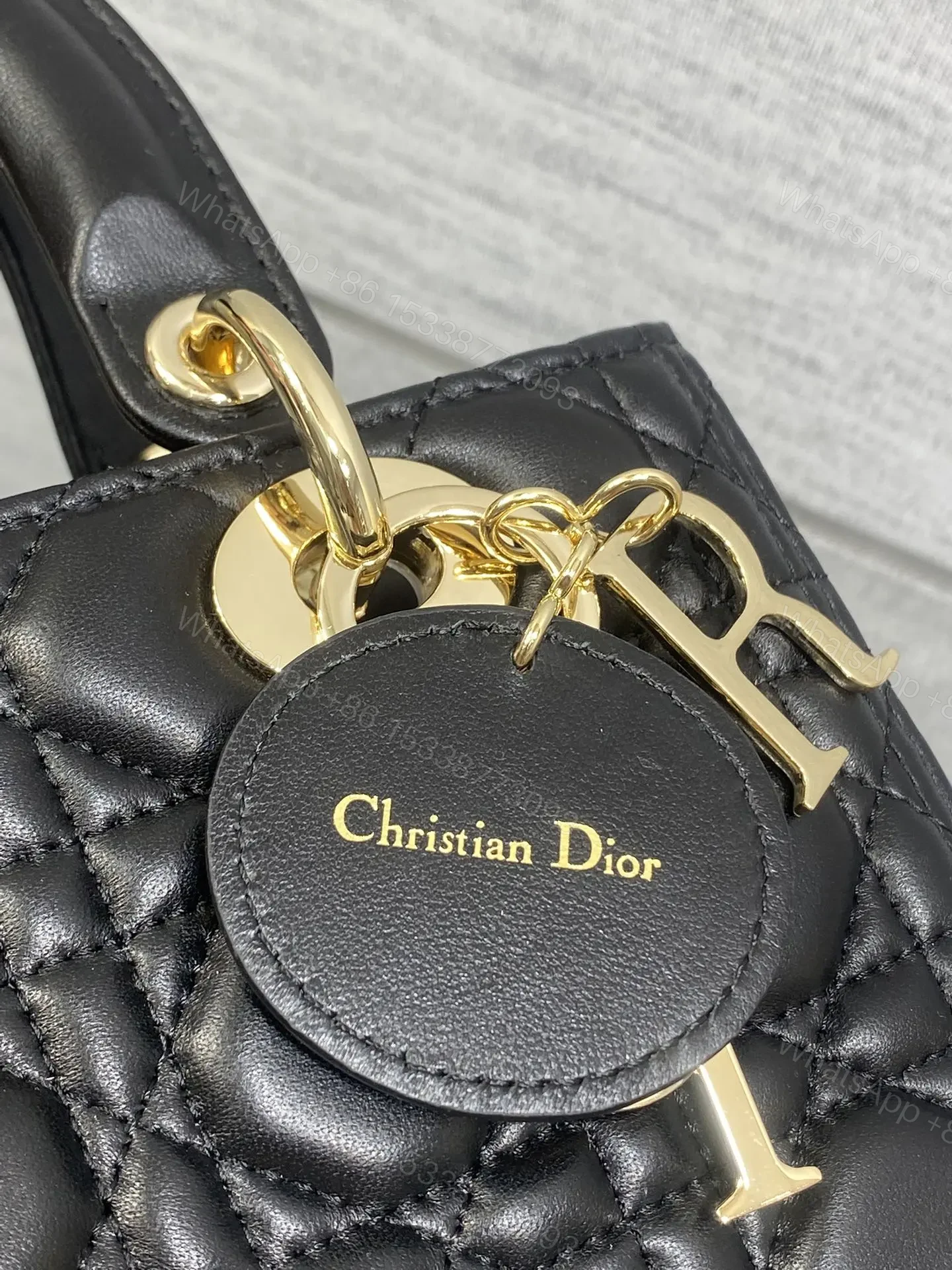 View 6 of DIOR MEDIUM LADY BAG 24 IN BLACK GOLD HARDWARE
