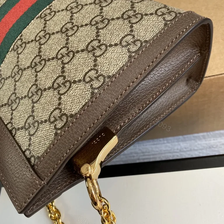 View 3 of G-Inspired Heritage Shoulder Bag: Web Stripe, Gold Chain