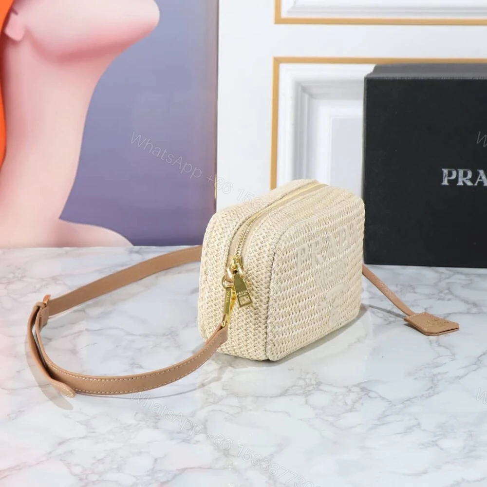 View 3 of Prada Raffia Crochet Shoulder Bag Natural 20Cm 1BH196 2A2T F0018 V OUO