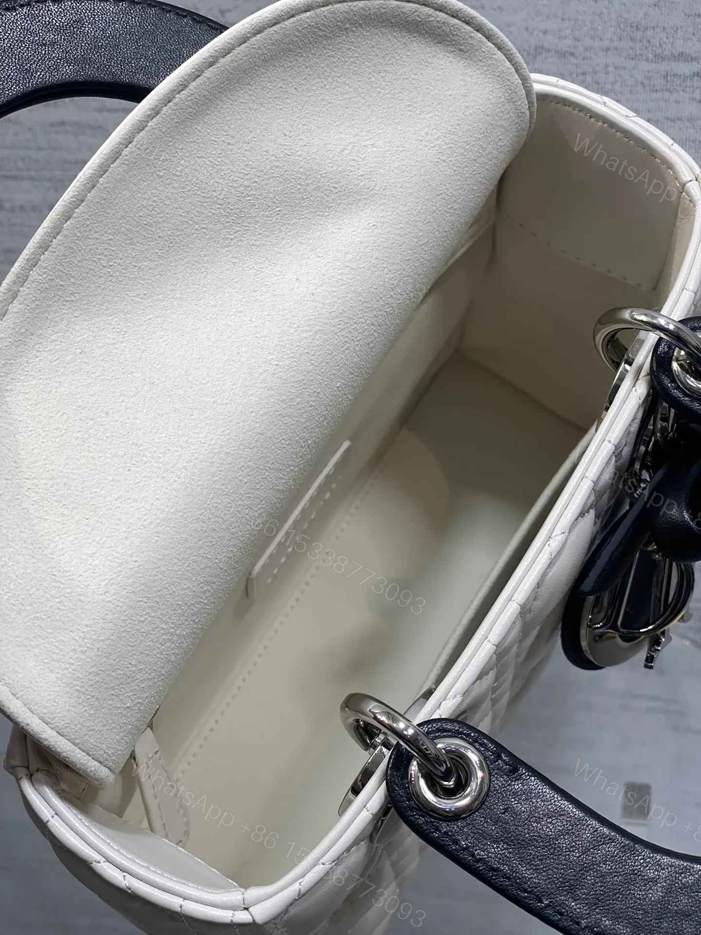 View 5 of DIOR Lady Dior Bag with Chain Two-Tone Latte and Black